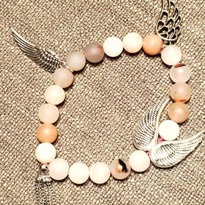 Angel Wings paired w/ Matte MT Agate & Aventurine Genuine Gemstone Beads